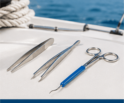 Marine first aid equipment prepared for boating