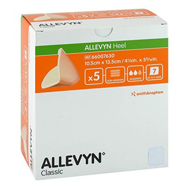 ALLEVYN Non- Adhesive Foam Heel Dressing 10.5cm x 13.5cm - Box of 5 - Product image at LFA First Response