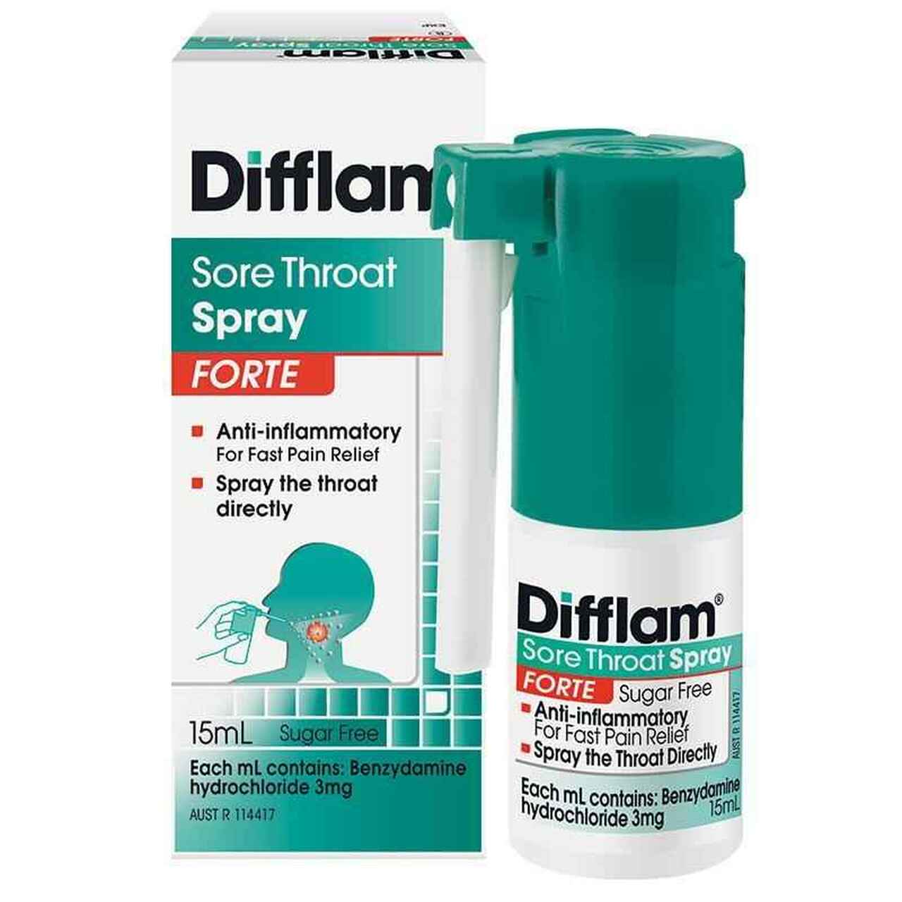 Difflam Sore Throat Forte Spray - 15ml Bottle - Product showcase image 1 at LFA First Response