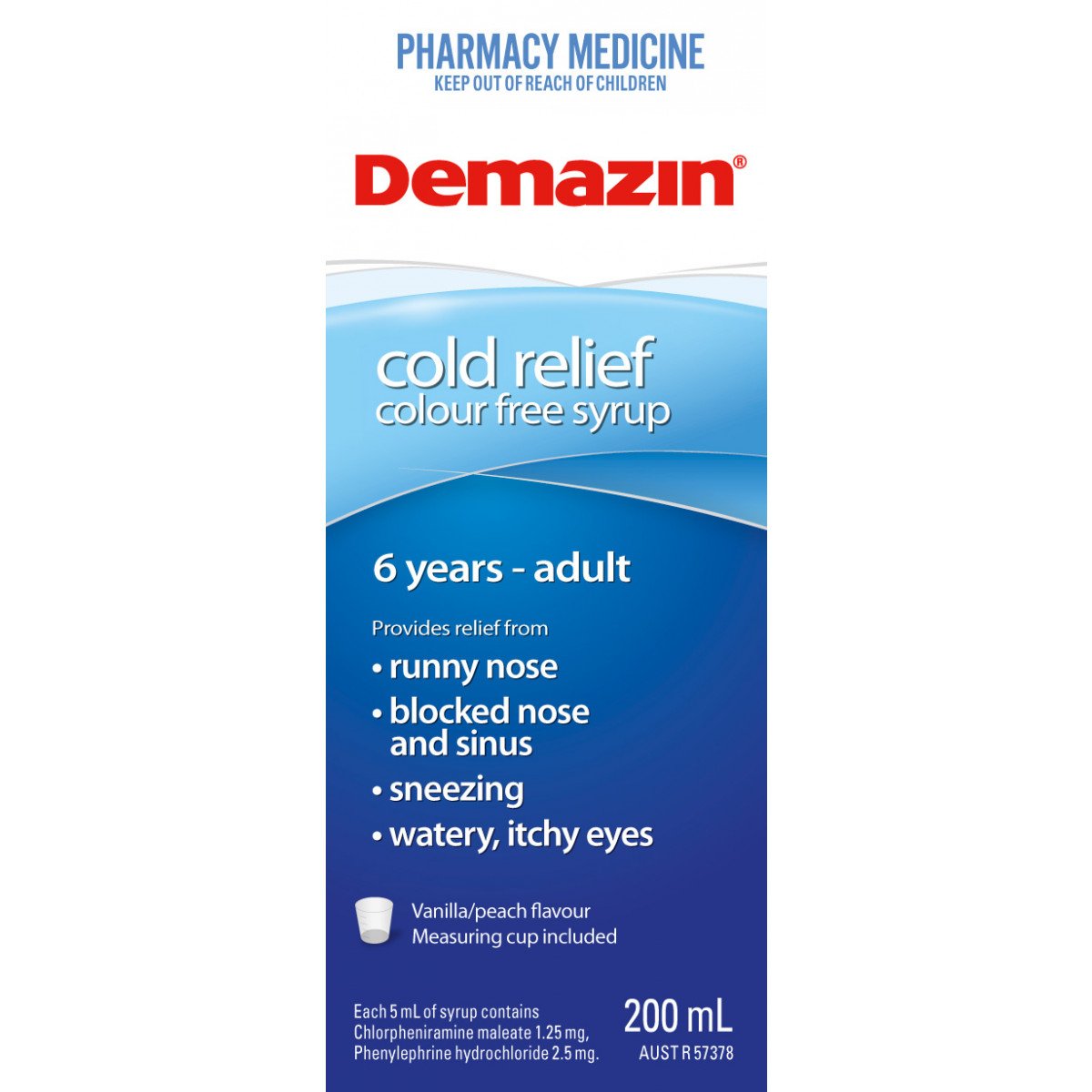 Demazin Syrup Clear 200ml Bottle - Product showcase image 1 at LFA First Response