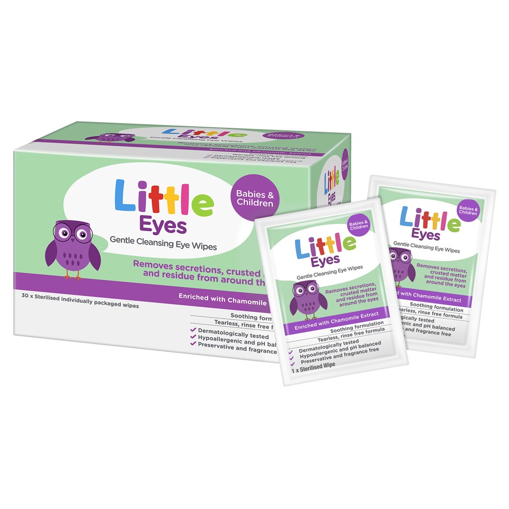 Little Eyes Cleansing Wipes - Box of 30. - Product showcase image 1 at LFA First Response