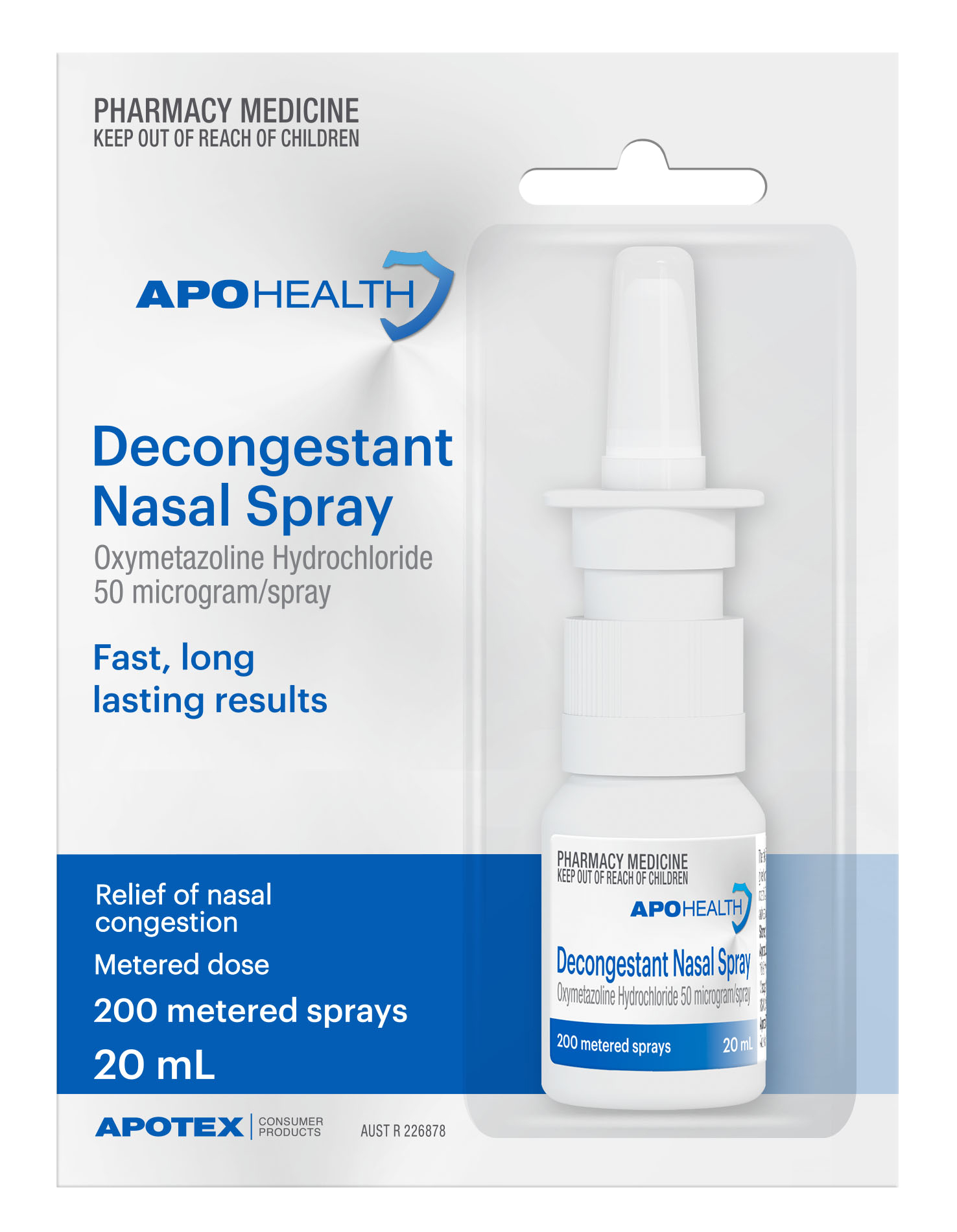 ApoHealth Decongestant Nasal Spray - 20ml Bottle - Product showcase image 1 at LFA First Response