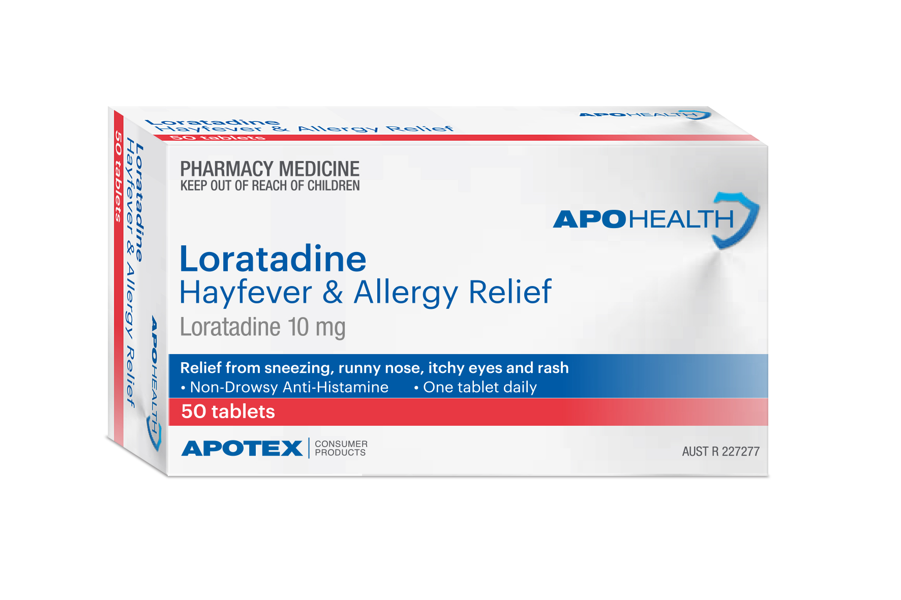 ApoHealth Loratadine Hayfever & Allergy Relief Tablets - Box of 50 (Claratyne Generic) - Product showcase image 1 at LFA First Response