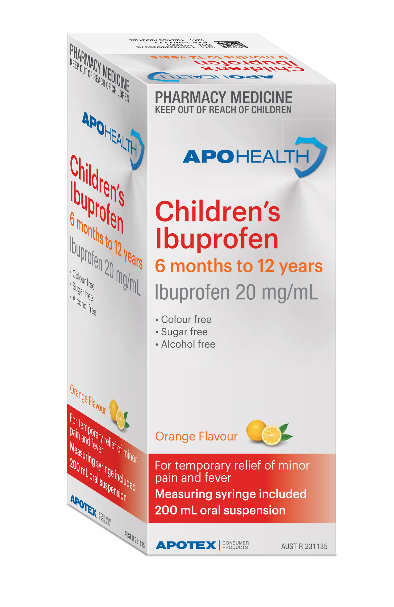 ApoHealth Ibuprofen Child 6Mths-12Yr 200ml - Product showcase image 1 at LFA First Response
