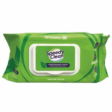 Speedy Clean Biodegradable Wipes - Pack of 100 - Product showcase image 1 at LFA First Response
