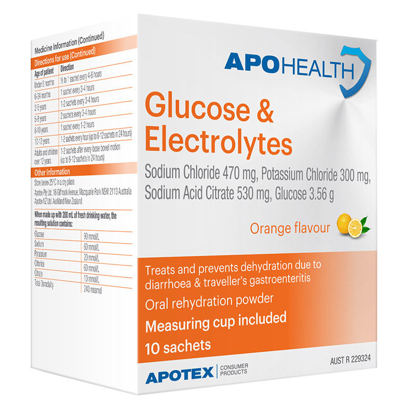 ApoHealth Glucose & Electrolytes Sachet - Box of 10 - Product showcase image 1 at LFA First Response