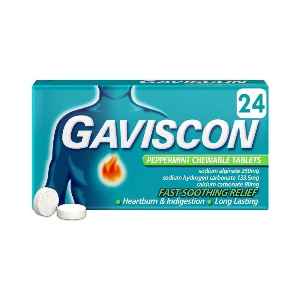 Gaviscon Tablets - Box of 24 - Product showcase image 1 at LFA First Response