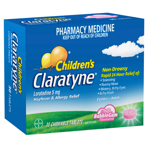 Claratyne Child Chewable Tablets - Box of 30 - Bubblegum Flavour - Product showcase image 1 at LFA First Response