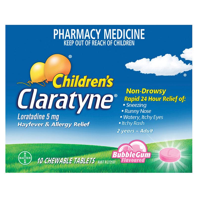 Children's Claratyne BubbleGum Flavour - Chewable - Box of 10 Tablets - Product showcase image 1 at LFA First Response