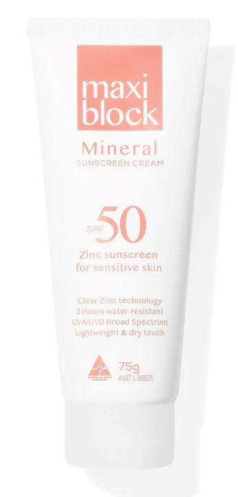 Maxiblock SPF50 Mineral Clear Zinc Sunscreen Cream - 75g Tube - Product showcase image 1 at LFA First Response