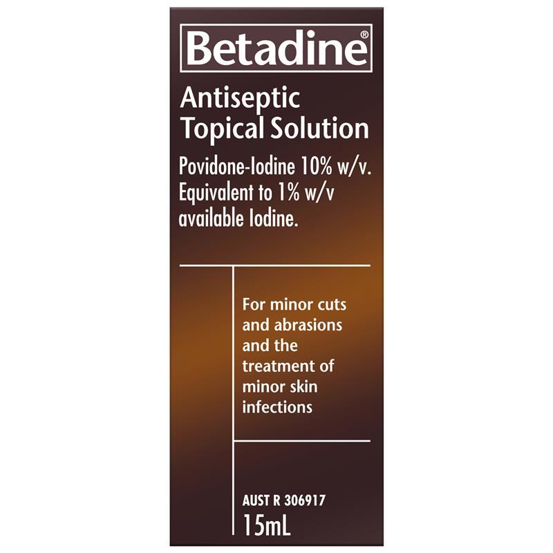 Betadine Antiseptic Topical Solution - 15ml Bottle - Product showcase image 1 at LFA First Response