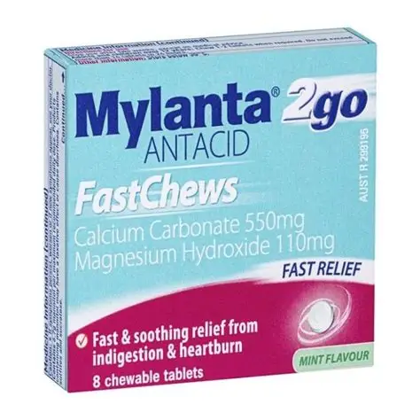 Mylanta Fast Chew Tablets - Box of 8 - Product showcase image 1 at LFA First Response