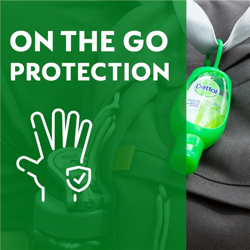Dettol Healthy Touch Antibacterial Instant Hand Sanitiser Clip-On 50ml - Product showcase image 2 at LFA First Response