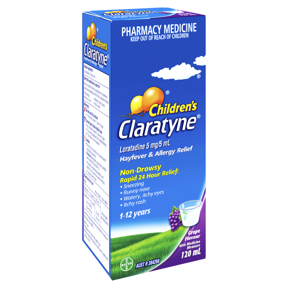 Claratyne Syrup Child 120ml Bottle - Grape Flavour - Product showcase image 1 at LFA First Response