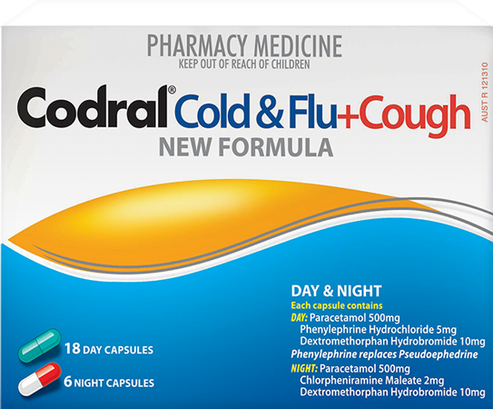 Codral Cold & Flu + Dry Cough Day & Night Capsules - Box of 48 - Product showcase image 1 at LFA First Response