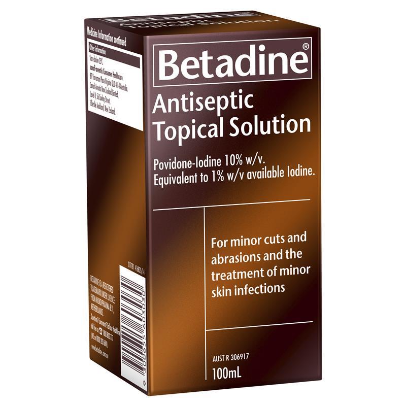 Betadine Antiseptic Topical Solution 100mL - Product showcase image 1 at LFA First Response