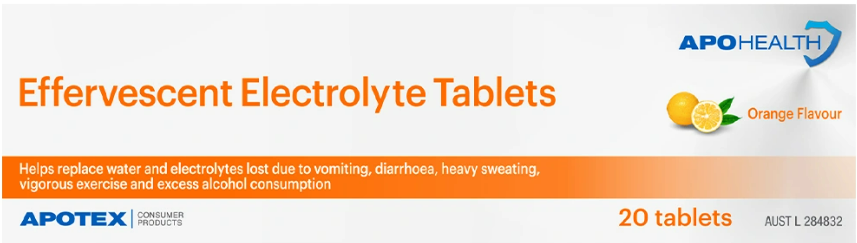 ApoHealth Effervescent Electrolyte Tablets - Box of 20 - Orange Flavour - Product showcase image 1 at LFA First Response