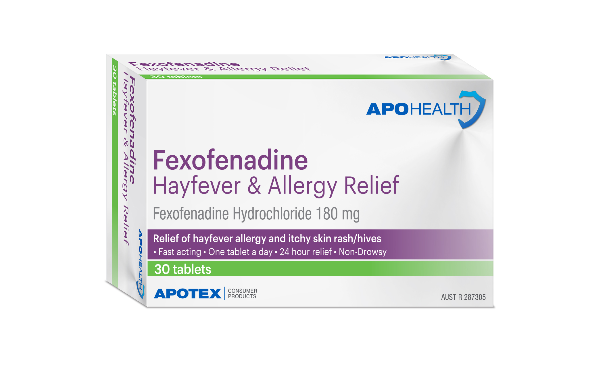 ApoHealth Fexofenadine 180mg Tablets - Box of 30 - Product showcase image 1 at LFA First Response
