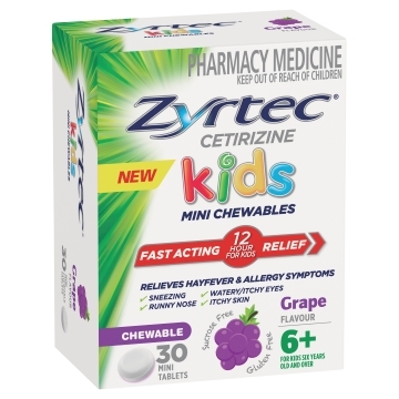 Zyrtec Kids Chewable Tablets - Box of 30 - Product showcase image 1 at LFA First Response
