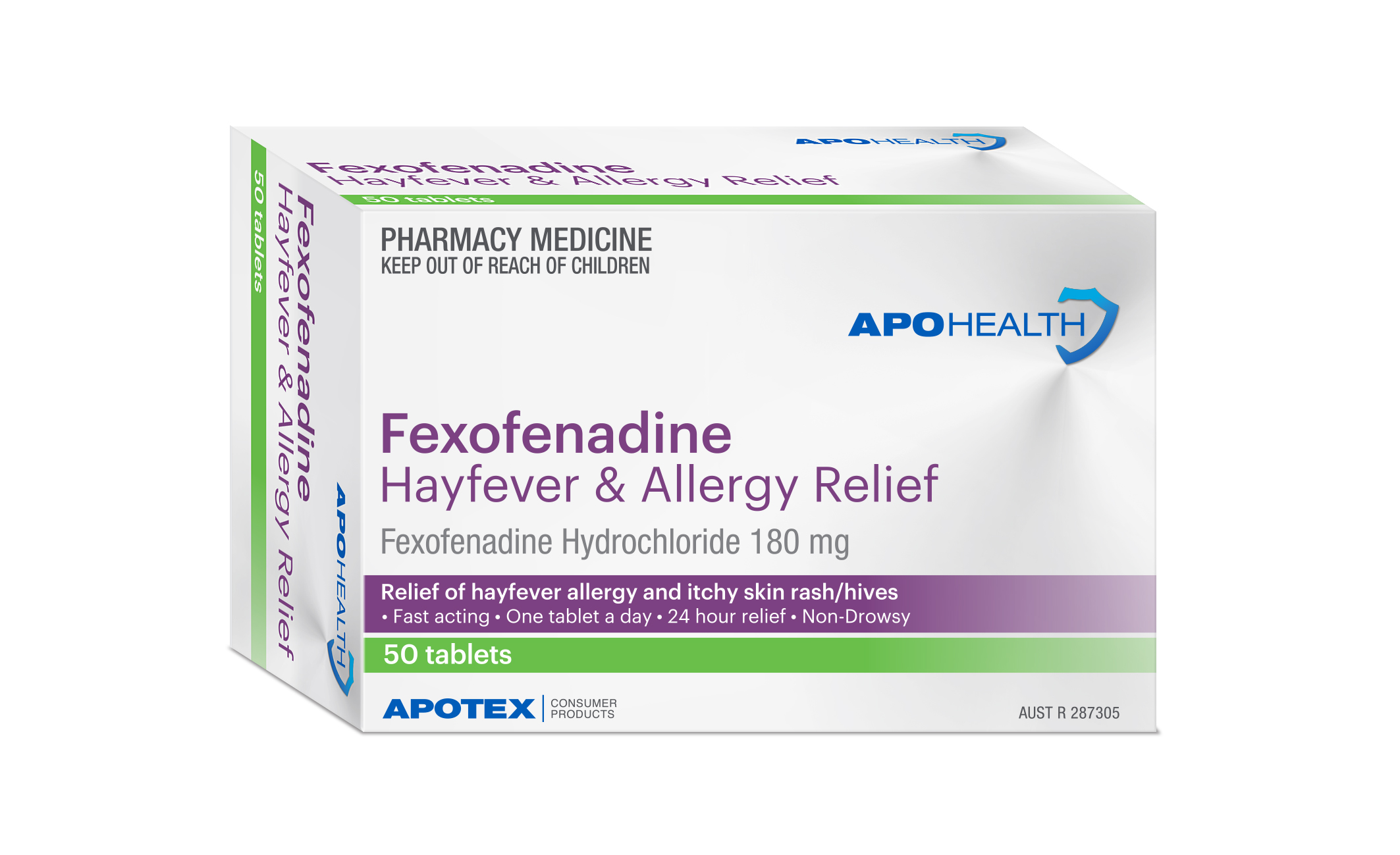 ApoHealth Fexofenadine 180mg Tablets - Box of 50 - Product showcase image 1 at LFA First Response