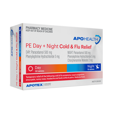 ApoHealth Cold & Flu Relief PE Day/Night Tablets - Box of 48 - Product showcase image 1 at LFA First Response