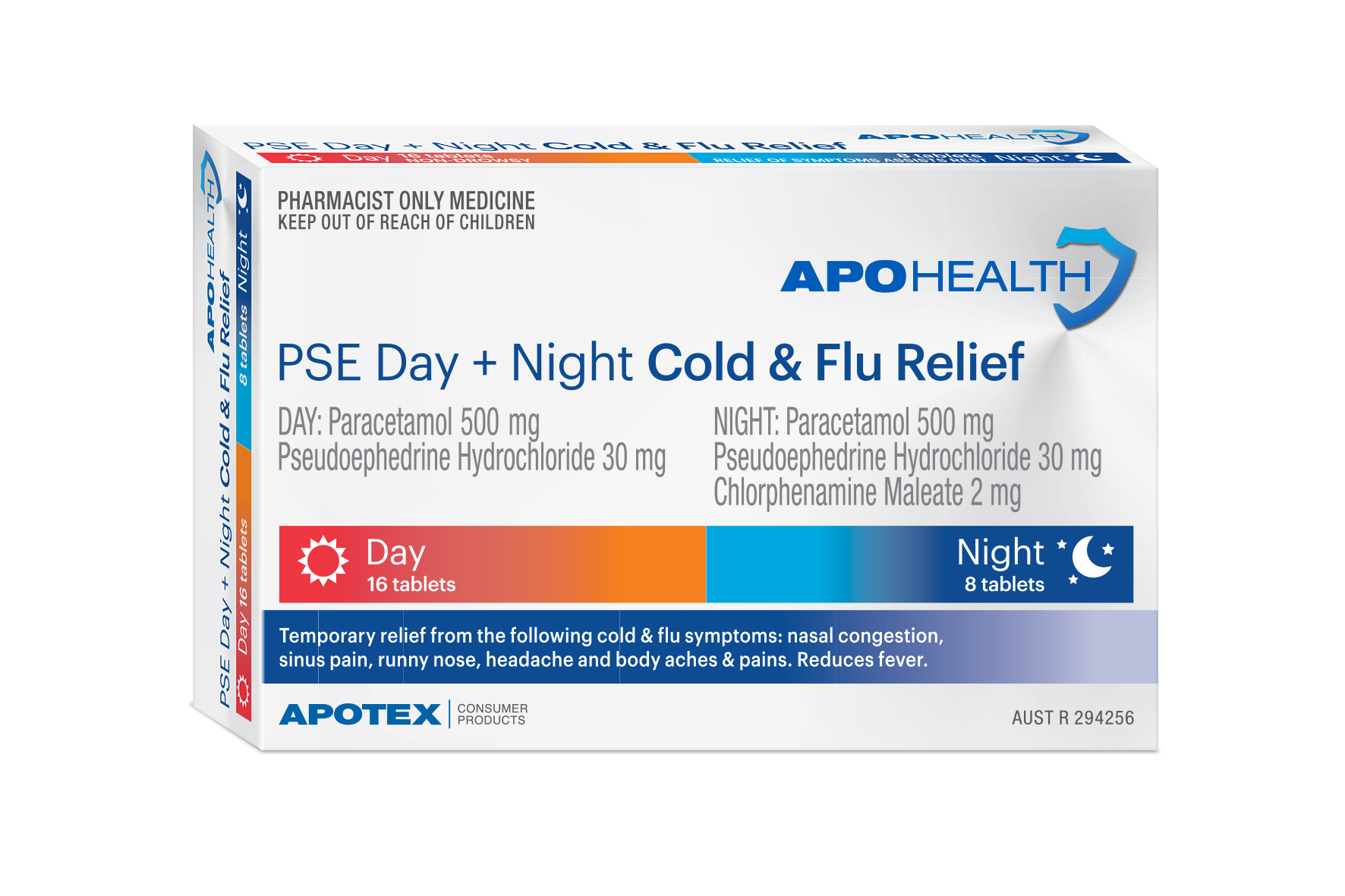 ApoHealth Cold & Flu Day/Night PSE Tablets - Box of 24 - Product showcase image 1 at LFA First Response