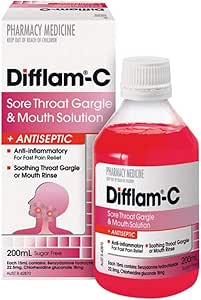 Difflam-C Sore Throat Gargle & Mouth Solution -100ml Bottle - Product showcase image 1 at LFA First Response