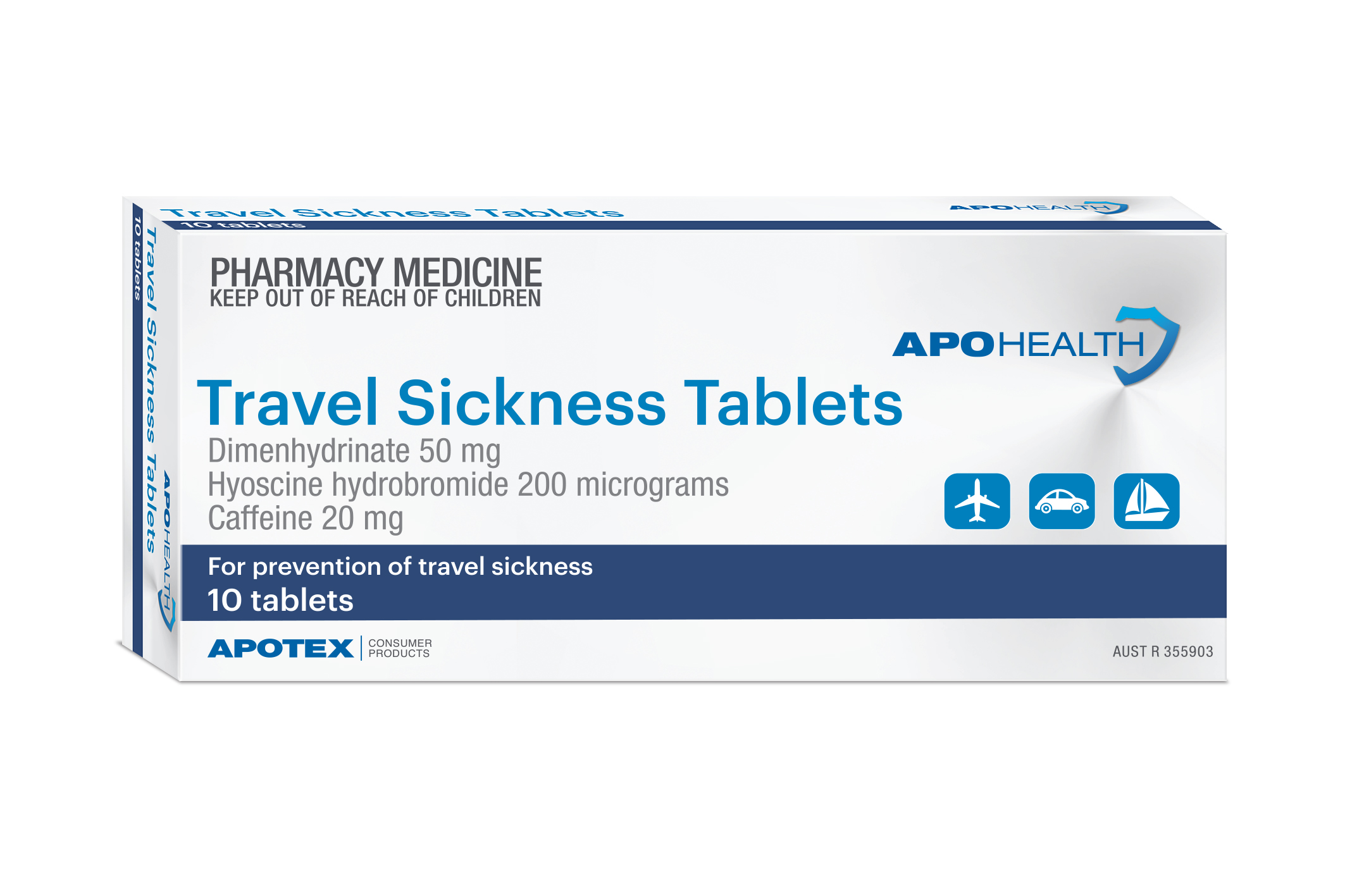 ApoHealth Travel Sickness Tablets - Box of 10 - Product showcase image 1 at LFA First Response