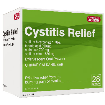 Pharmacy Action Cystitis Relief Powder Sachets 28 - Product showcase image 1 at LFA First Response