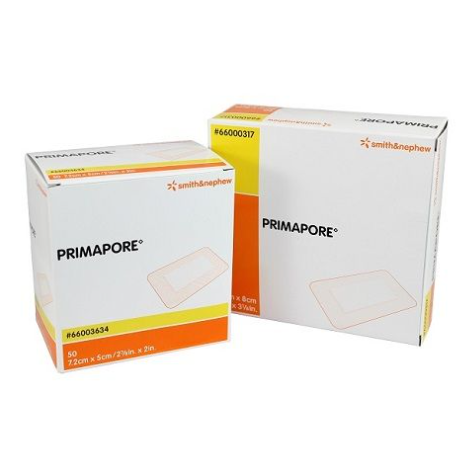 Primapore Adhesive Island Wound Dressing, 7.2 x 5cm - Box of 50 - Product showcase image 1 at LFA First Response