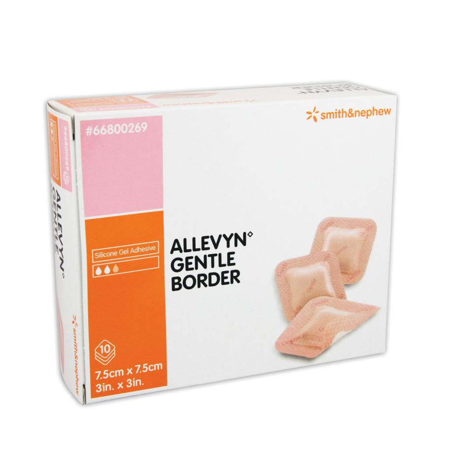 Allevyn Adhesive Foam Gentle Border 7.5x7.5cm - Box of 10 - Product showcase image 1 at LFA First Response