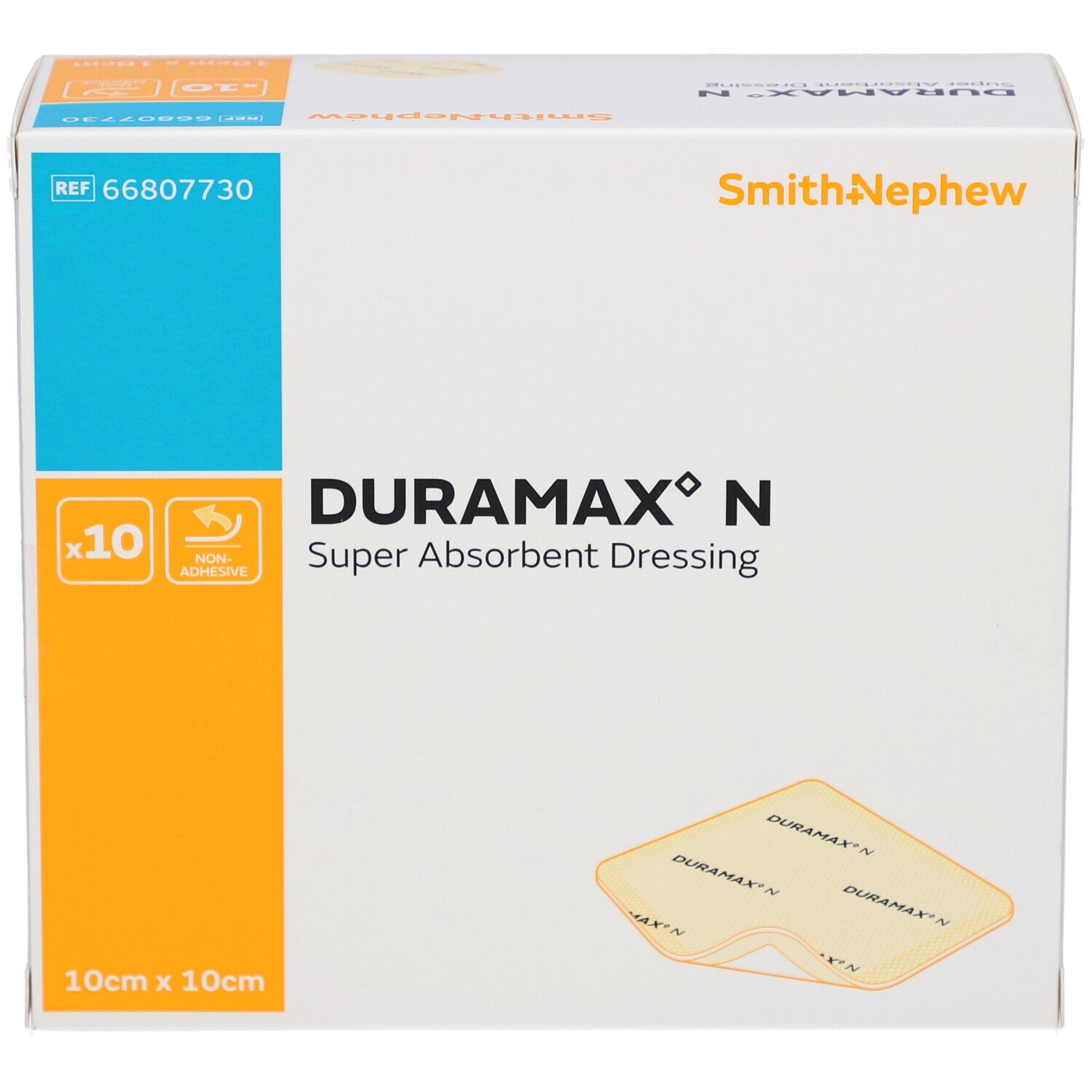 Duramax N Non-Adhesive Super Absorbent Dressing 10 x 10cm - Box of 10 - Product showcase image 1 at LFA First Response