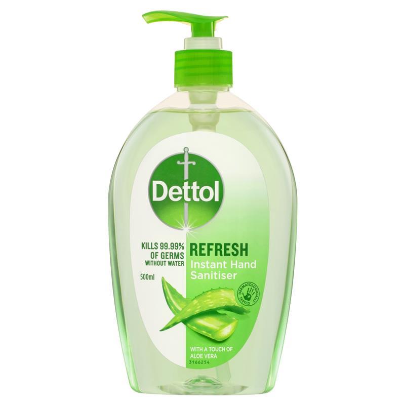 Dettol Hand Sanitiser Refresh 500ml Pump - Product showcase image 1 at LFA First Response
