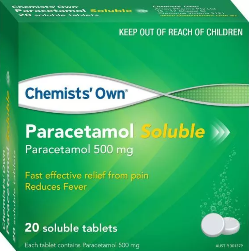 Paracetamol 500mg Soluble Tablets - Pack of 20 - Product showcase image 1 at LFA First Response