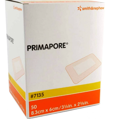 Primapore Adhesive Island Wound Dressing, 8.3cm x 6cm - Box of 50 - Product showcase image 1 at LFA First Response