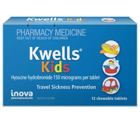 Kwells Kids Chewable Tablets - Box of 12 - Product showcase image 1 at LFA First Response