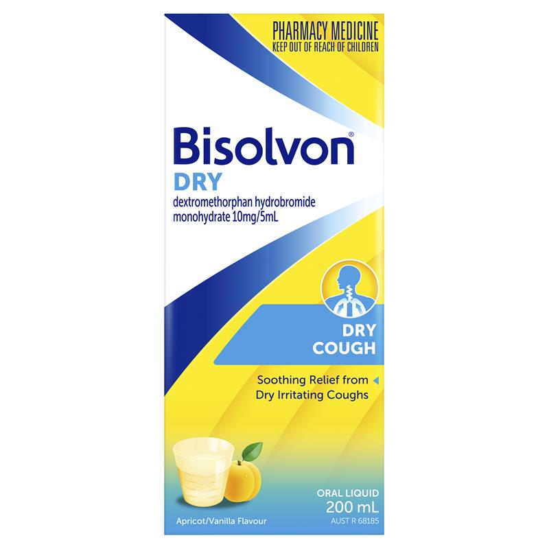 Bisolvon Dry Cough Liquid - 200ml Bottle - Product showcase image 1 at LFA First Response