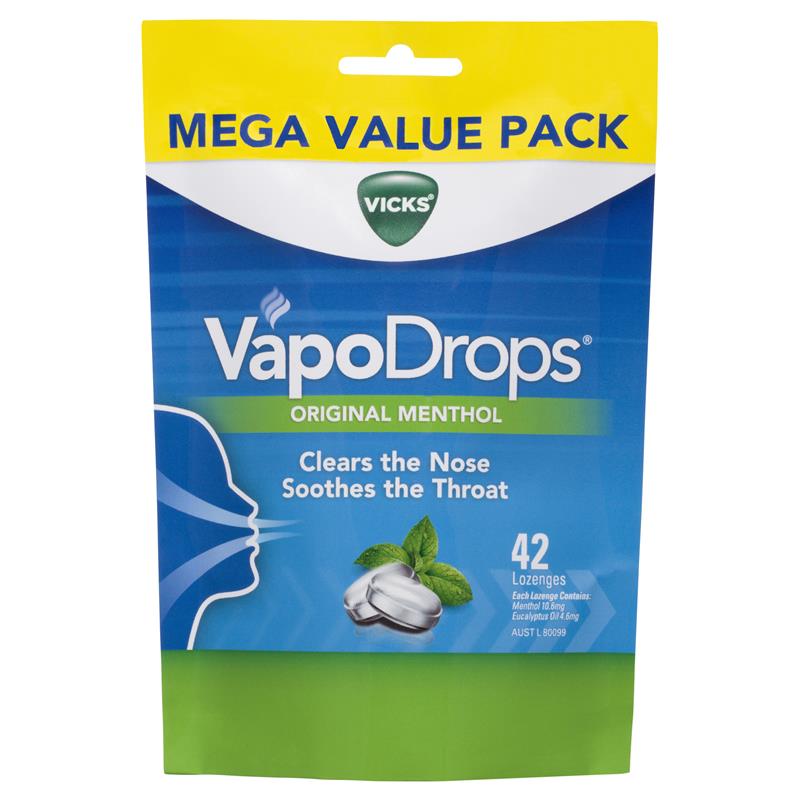 Vicks VapoDrops Original Menthol Lozenges - 42 Pack - Product showcase image 1 at LFA First Response