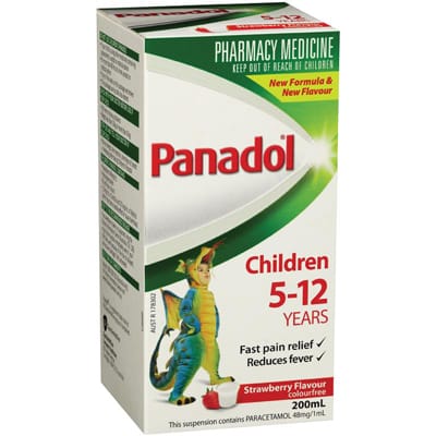 Panadol Child 5-12 Years - 200ml Bottle - Strawberry Flavour - Product showcase image 1 at LFA First Response