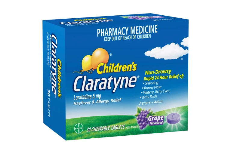 Claratyne Child Chewable Tablets - Box of 30 - Grape Flavour - Product showcase image 1 at LFA First Response