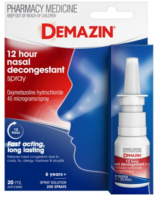 Demazin 12hr Nasal Spray - 20ml Bottle - Product showcase image 1 at LFA First Response