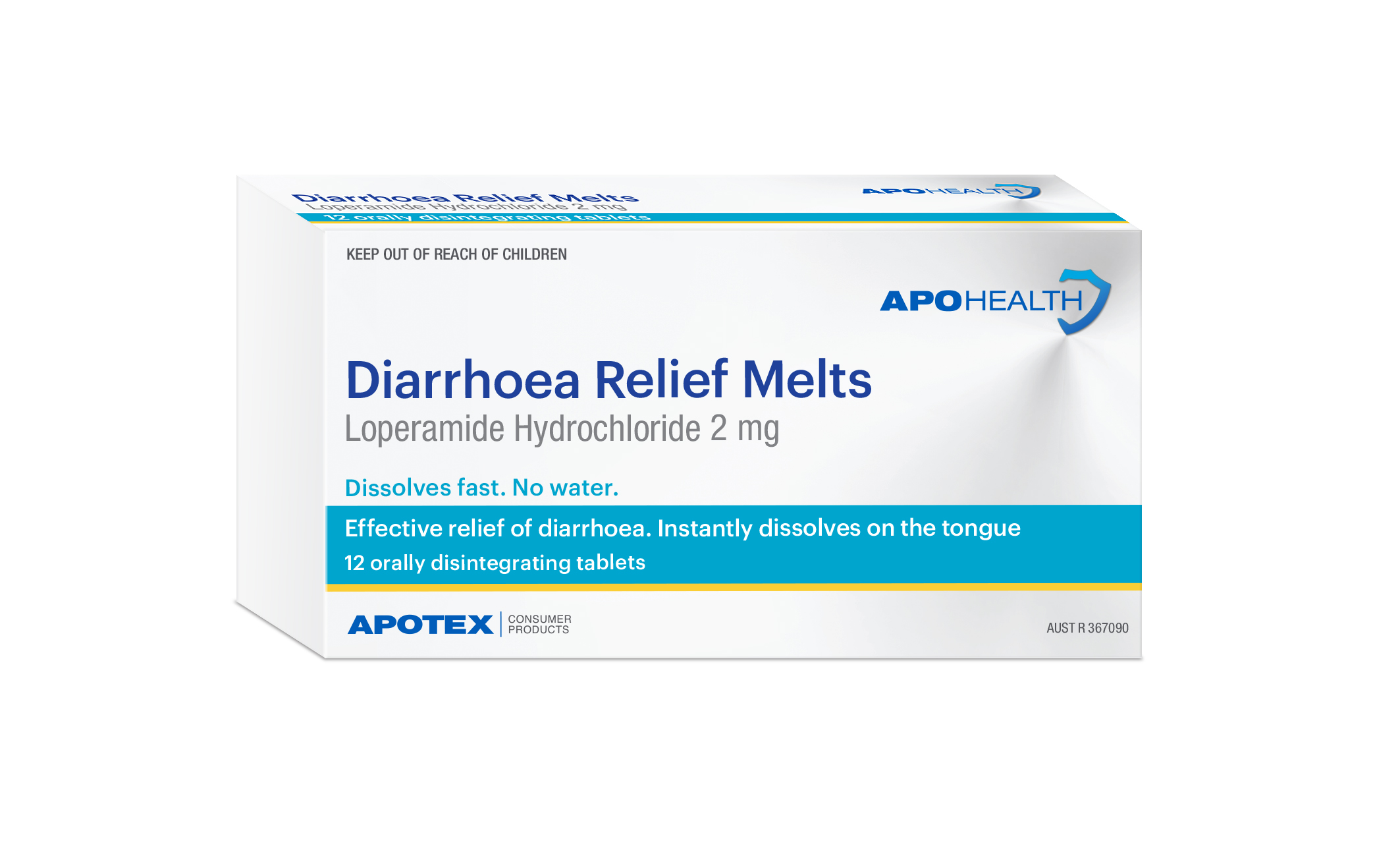 ApoHealth Diarrhoea Relief Melts - Box of 12 - Product showcase image 1 at LFA First Response