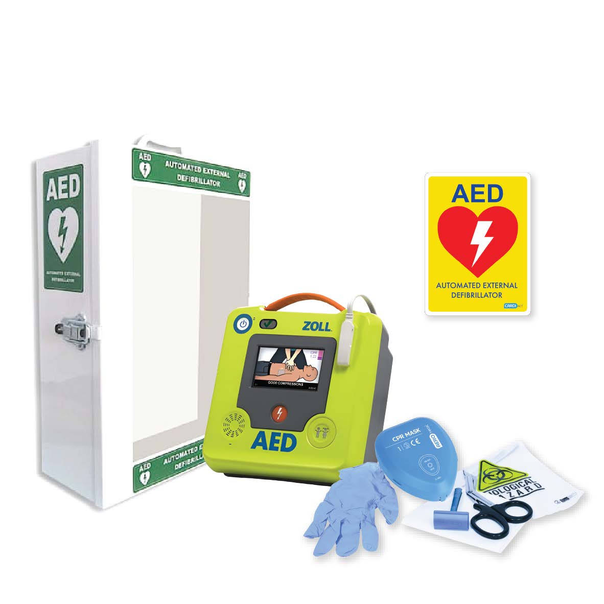 Zoll AED 3 Semi-Automatic Package with Metal Wall Cabinet - Product showcase image 1 at LFA First Response