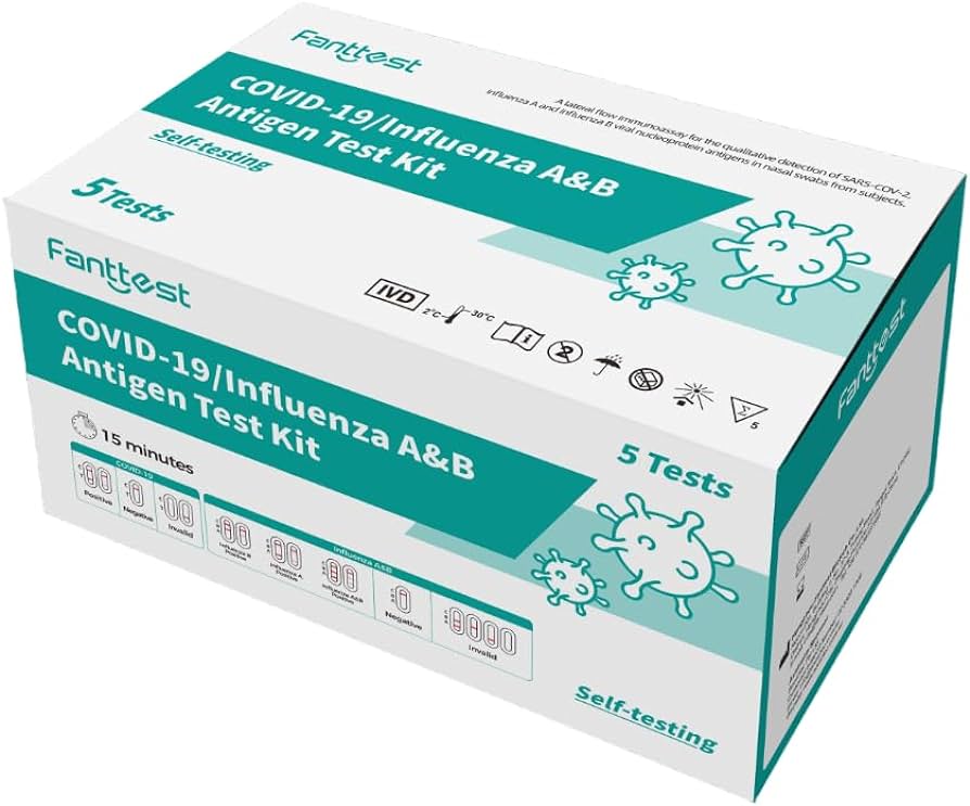 COVID-19 and Influenza A & B Antigen Test Kit - Box of 5 - Product showcase image 1 at LFA First Response