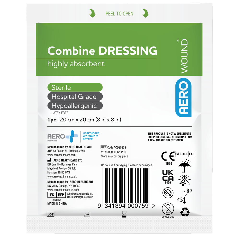 Aerowound Combine Dressing 20 x 20cm Pk 50 - Product showcase image 1 at LFA First Response
