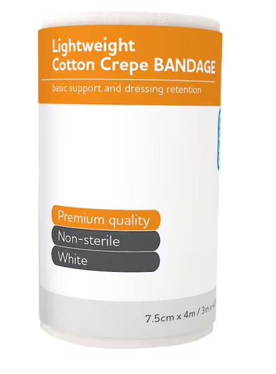 Aerocrepe Light Cotton Crepe Bandage 7.5cm x 4m Individual - Product showcase image 1 at LFA First Response