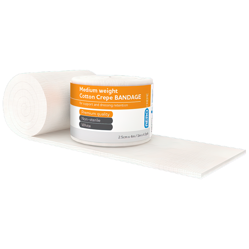 Aerocrepe Medium Cotton Crepe Bandage 2.5cm x 4m Individual - Product showcase image 1 at LFA First Response