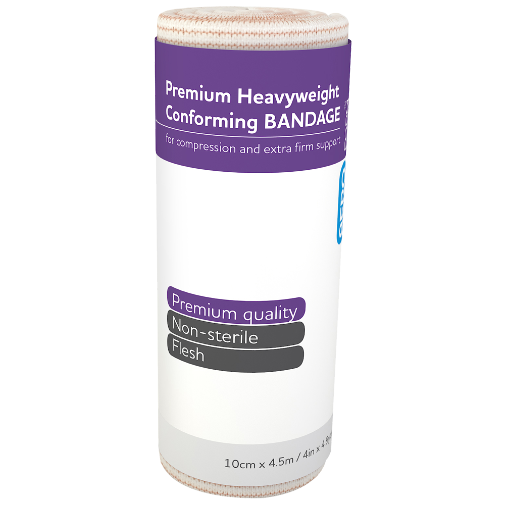Aeroform Premium Heavy Conforming Bandage 10cm x 4.5m - Pack of 12 - Product showcase image 1 at LFA First Response
