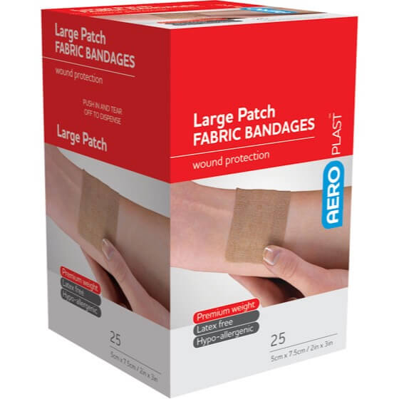 Aeroplast Fabric Large Patch Dressings Box 25 - Product showcase image 1 at LFA First Response