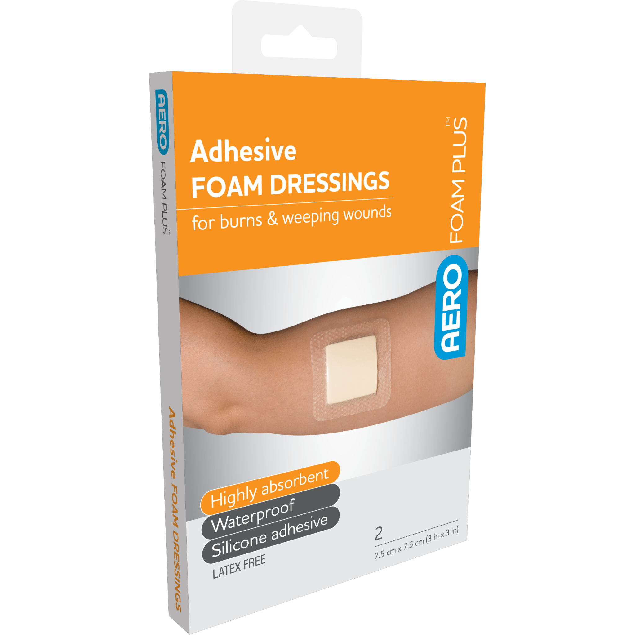 Adhesive Foam Dressing 7.5cm x 7.5cm - Envelope of 2 - Product image at LFA First Response